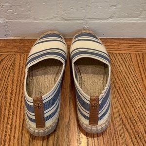 Tory Burch Striped Elastic Espadrille Flats Size 7